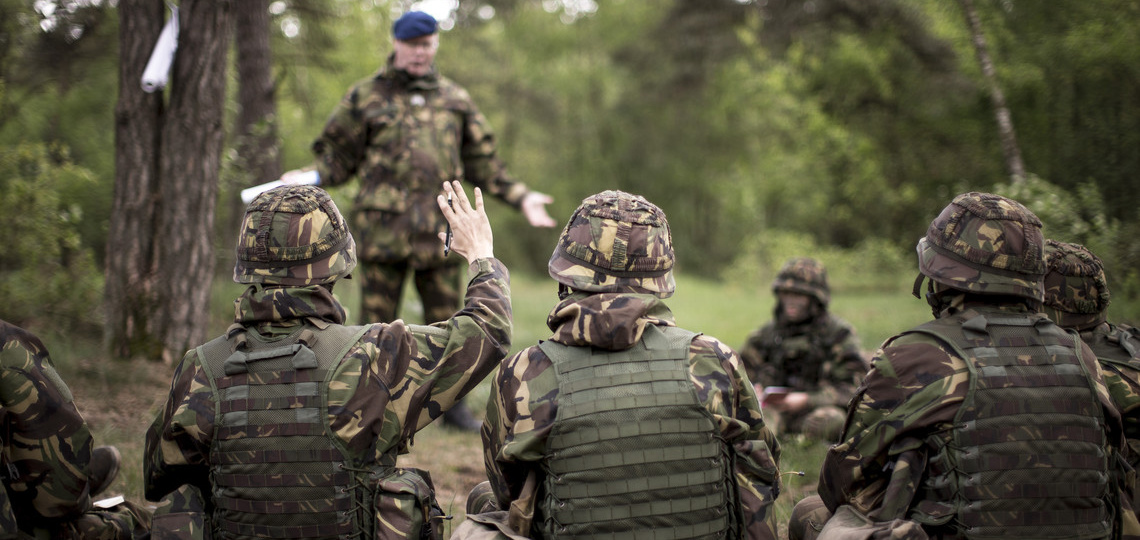 Oefening in een bos